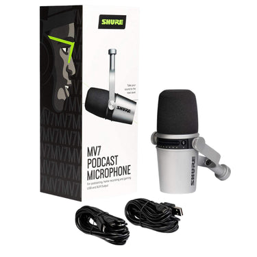 Microfono Shure Dinamico Digital Para Podcaster Plateado, Mv7-s